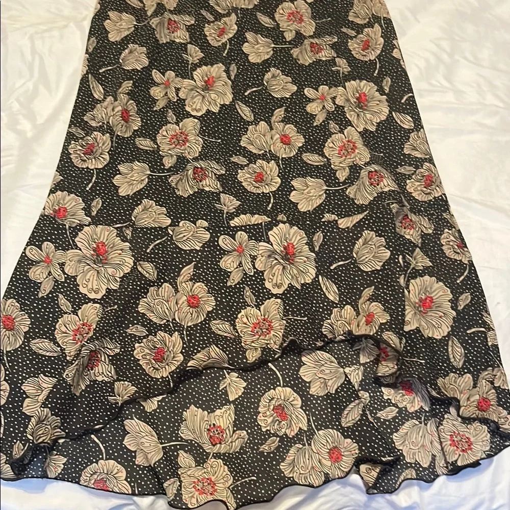 Dialogue Black Floral Ruffled Chiffon High/low Asymmetrical Elastic Skir… - Picture 5 of 5
